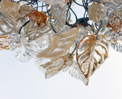 Lighting hanging chandeliers with Gold and clear color flowers and leaves, for Dining Room , hall or bedroom.