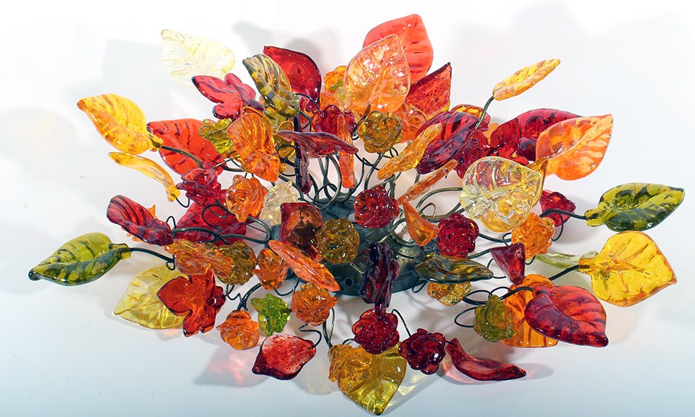 Wall Sconce lighting with Warm color flowers and leaves for hall living room, toilet over a mirror