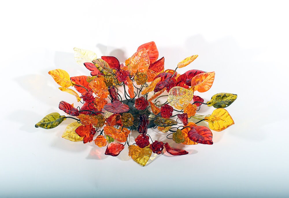 Wall Sconce lighting with Warm color flowers and leaves for hall living room, toilet over a mirror