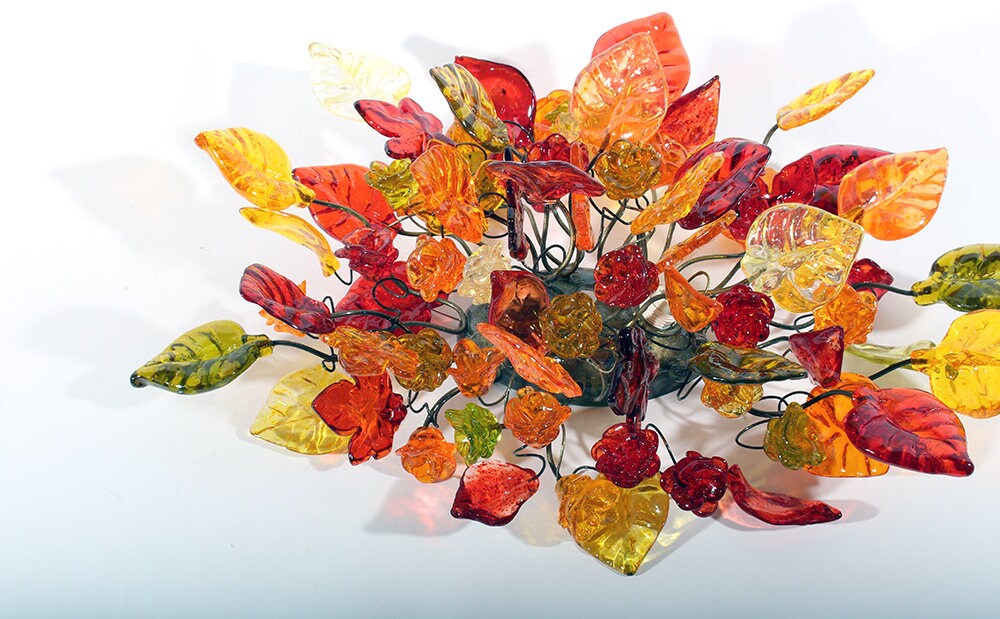 Wall Sconce lighting with Warm color flowers and leaves for hall living room, toilet over a mirror