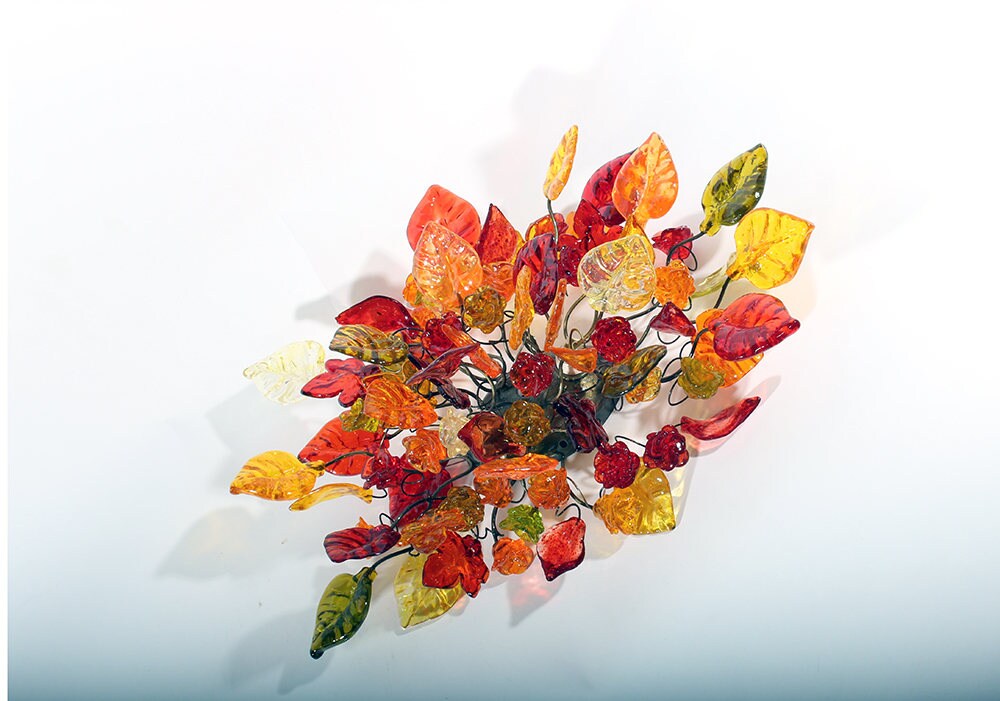 Wall Sconce lighting with Warm color flowers and leaves for hall living room, toilet over a mirror