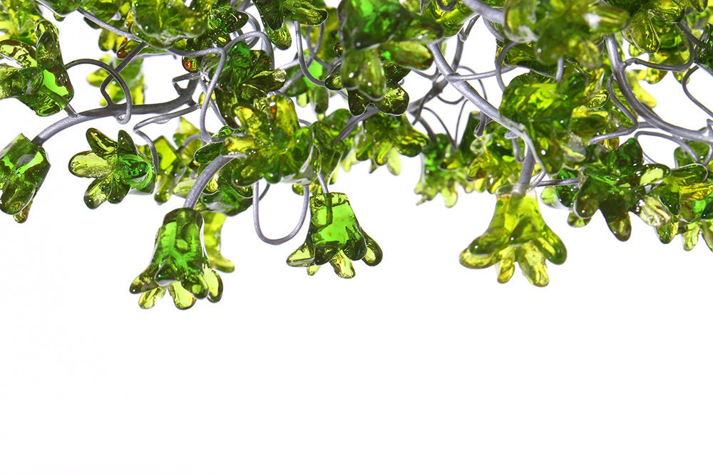 Green Pendant Light, Hanging pendant lighting with Green jumping flowers