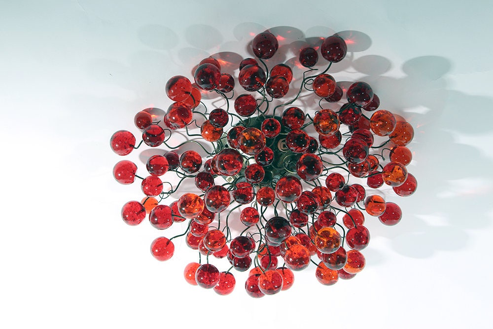 Flush mount ceiling light with Red Wine bubbles for entryway, bedroom, living room or toilet.