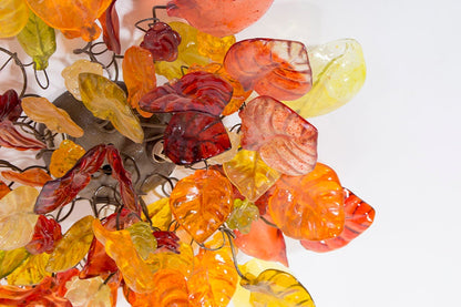 Flush mount ceiling light with Warm color flowers and leaves