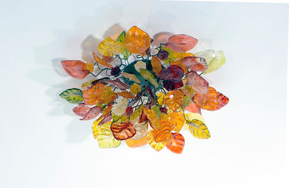 Flush mount ceiling light with Warm color flowers and leaves