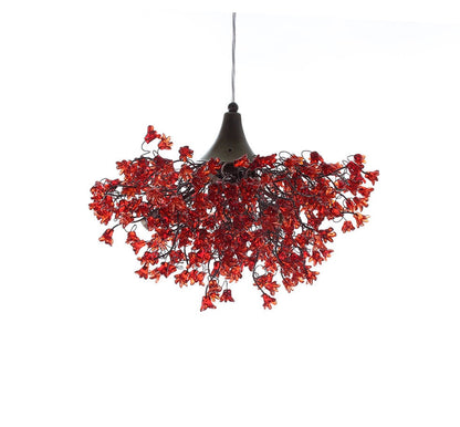 Romantic Red Chandeliers with flowers, hanging lamp for living room, bedroom.