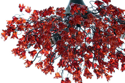 Romantic Red Chandeliers with flowers, hanging lamp for living room, bedroom.