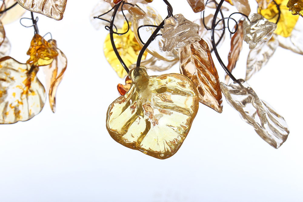 Large Hanging chandeliers with Champagne color flowers and leaves for Dining Room
