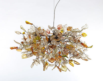 Large Hanging chandeliers with Champagne color flowers and leaves for Dining Room