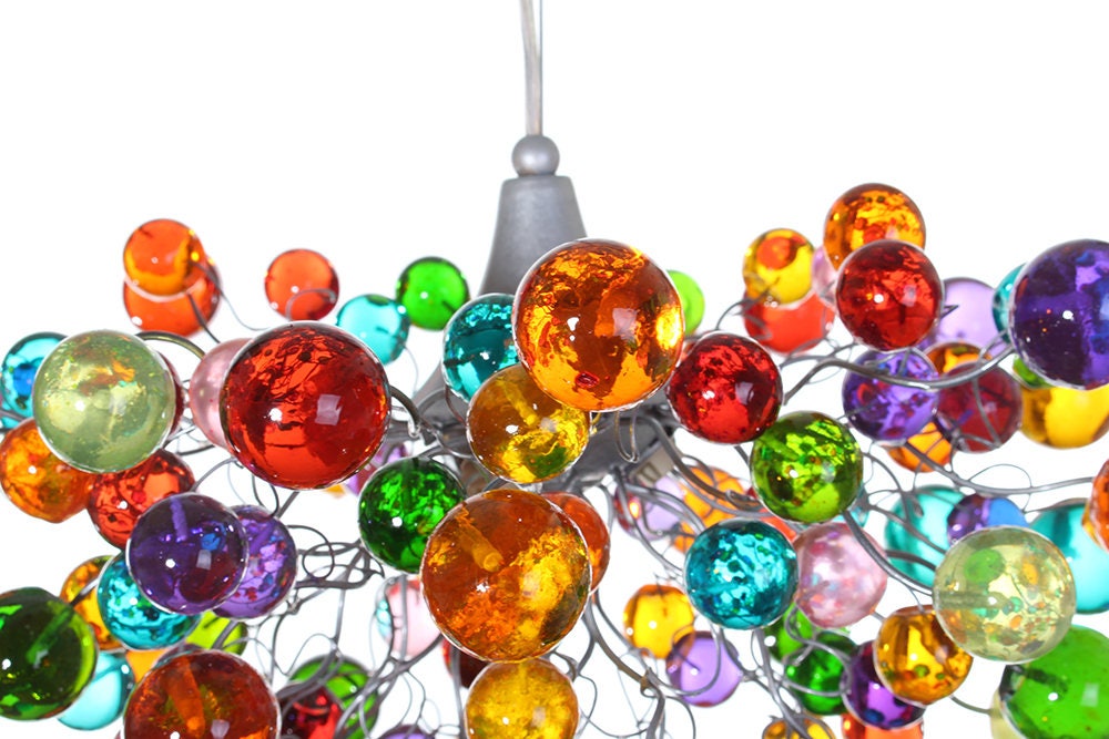 Chandelier with Colorful bubble, modern ceiling light fixture with bubbles for children room or dining room.
