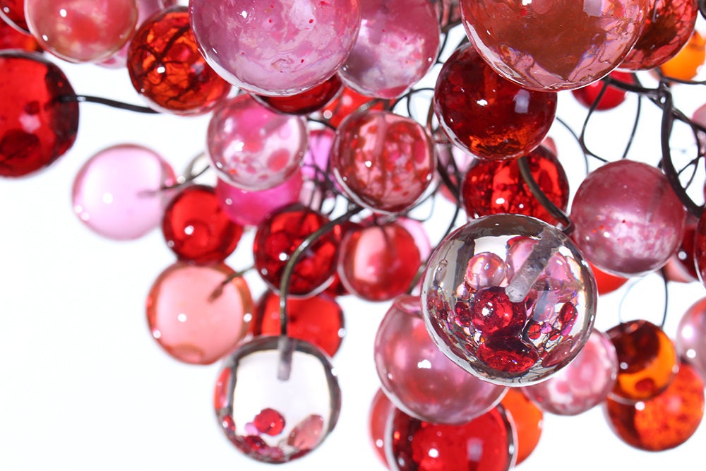Bubbles light fixtures, red and pink bubbles hanging lamp for children room or dining room.