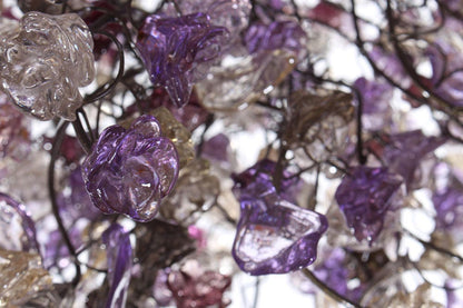 Flowers Hanging chandeliers with violet, gray and clear flowers for Dining Room