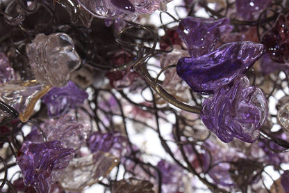 Flowers Hanging chandeliers with violet, gray and clear flowers for Dining Room