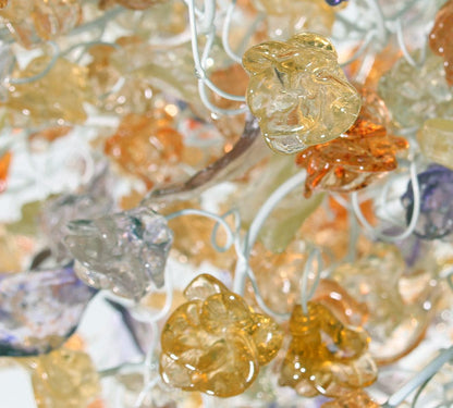 Hanging chandeliers with orange clear and purple color flowers and leaves for Dining Room, bedroom or living room.