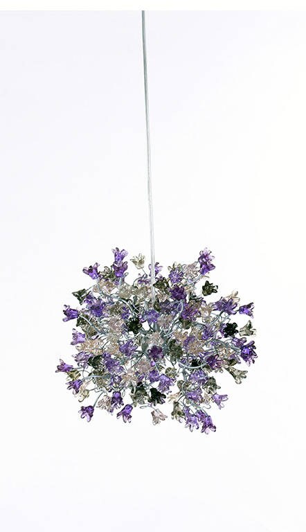 Hanging pendants light with purple and gray flowers for bedroom, bathroom, toilette or kitchen island .
