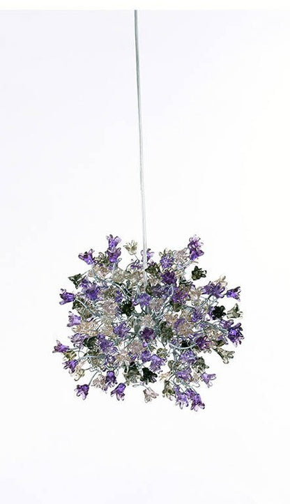 Hanging pendants light with purple and gray flowers for bedroom, bathroom, toilette or kitchen island .