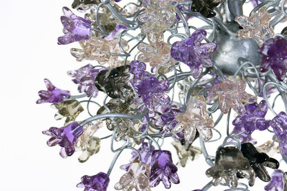 Hanging pendants light with purple and gray flowers for bedroom, bathroom, toilette or kitchen island .