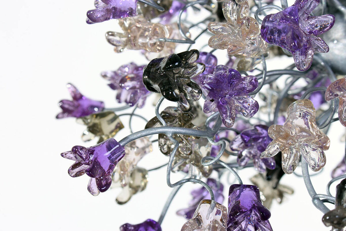 Hanging pendants light with purple and gray flowers for bedroom, bathroom, toilette or kitchen island .