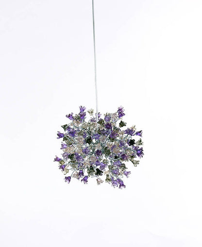 Hanging pendants light with purple and gray flowers for bedroom, bathroom, toilette or kitchen island .