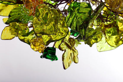 Ceiling Light fixture with green flowers and leaves - pendant light for rooms, bedroom, bathroom