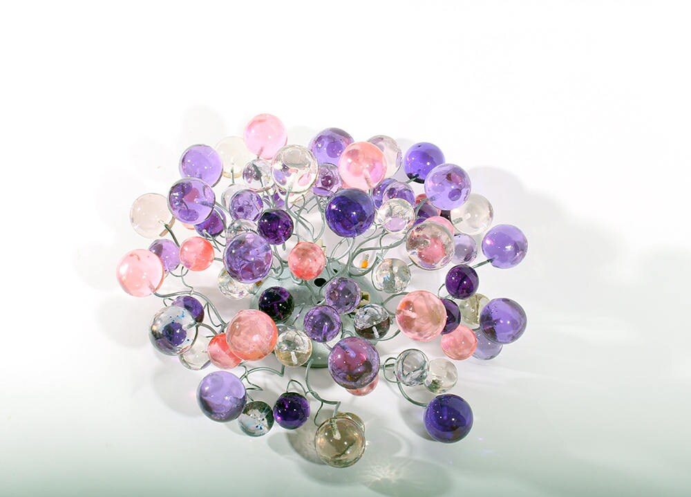 Flush mount Ceiling light, Ceiling mount light with purple and pink bubbles for children room, hall entrance or room.purple color lighting