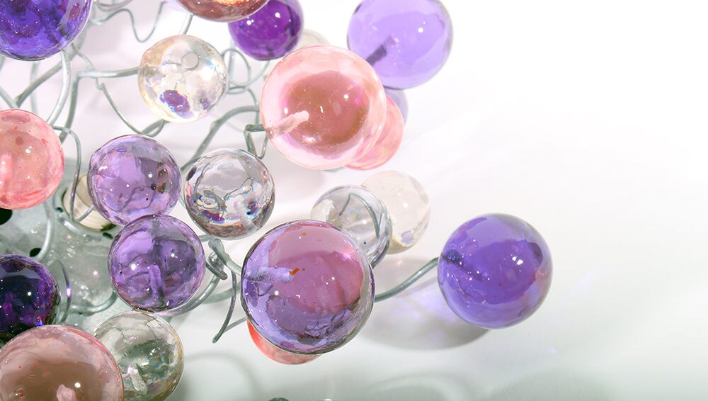 Flush mount Ceiling light, Ceiling mount light with purple and pink bubbles for children room, hall entrance or room.purple color lighting
