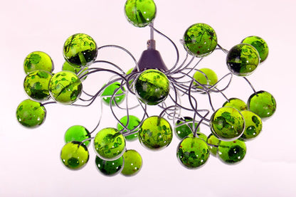 Green Ceiling light, pendant light with Green transparent bubbles, for girls or boy bedroom .