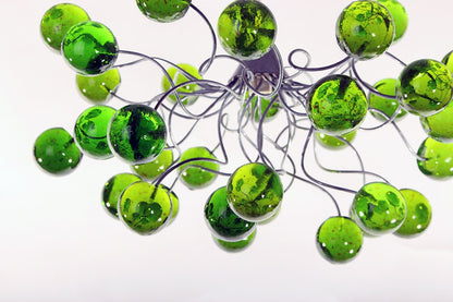 Green Ceiling light, pendant light with Green transparent bubbles, for girls or boy bedroom .