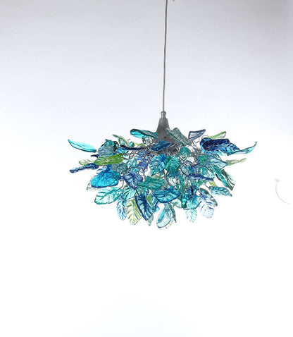 Unique Chandelier with Sea color flowers and leaves, for Dining Room, hall or bedroom.