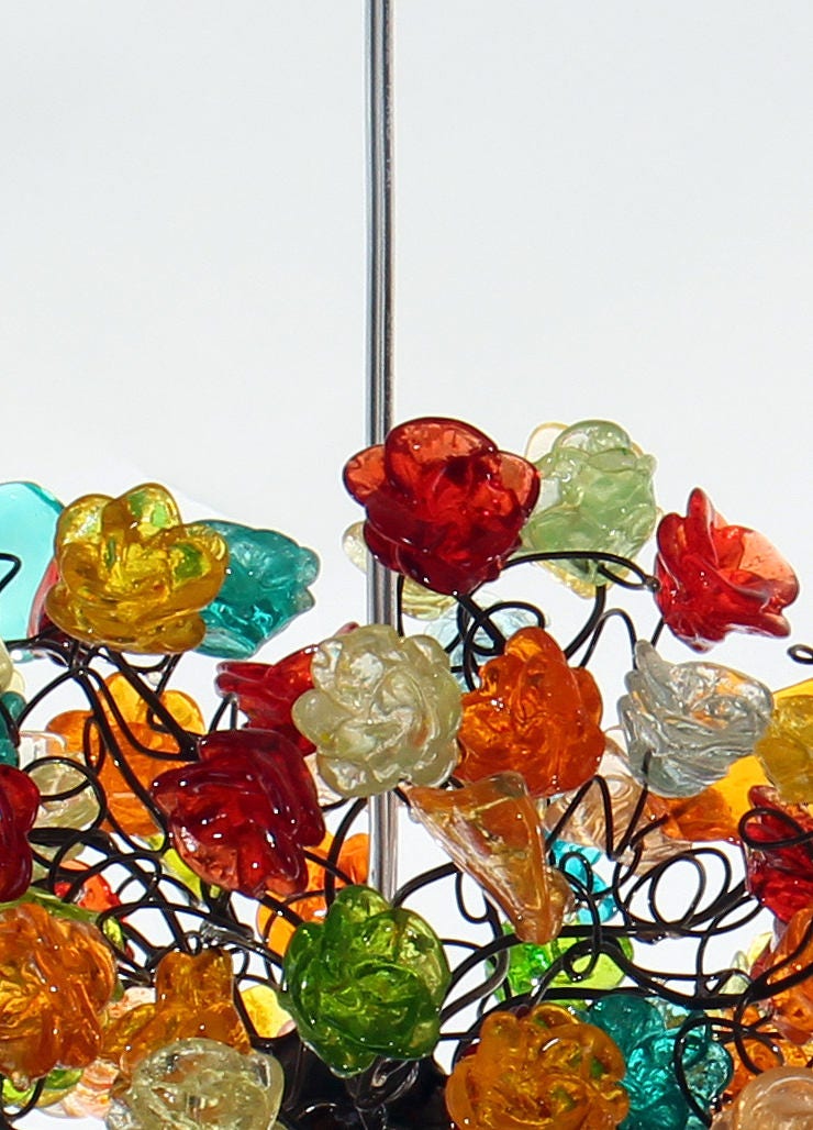 Hanging Pendant lighting with Colorful roses flowers for children room, or as a bedside light.