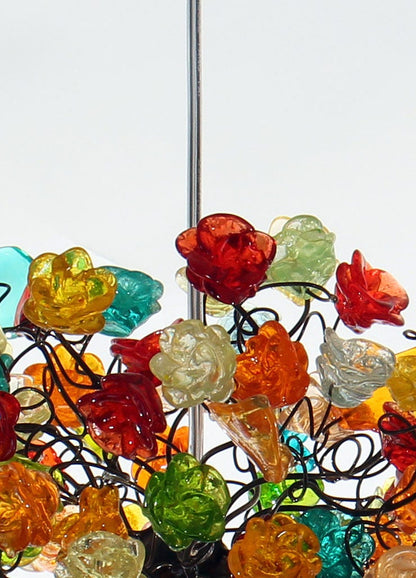 Hanging Pendant lighting with Colorful roses flowers for children room, or as a bedside light.