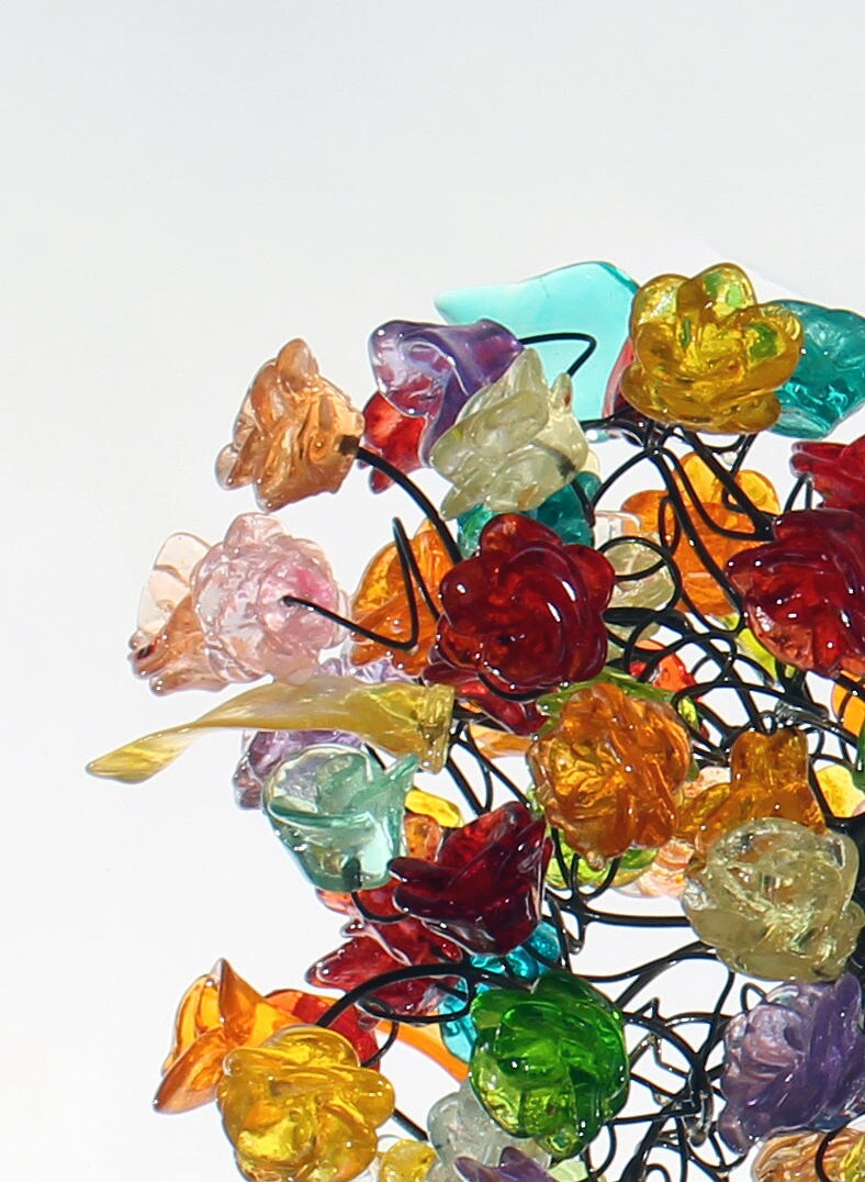 Hanging Pendant lighting with Colorful roses flowers for children room, or as a bedside light.