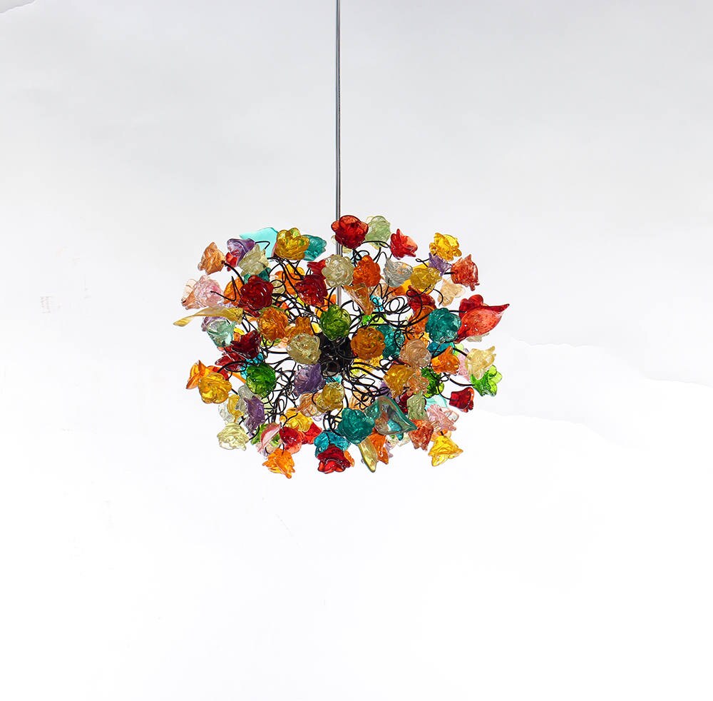 Hanging Pendant lighting with Colorful roses flowers for children room, or as a bedside light.