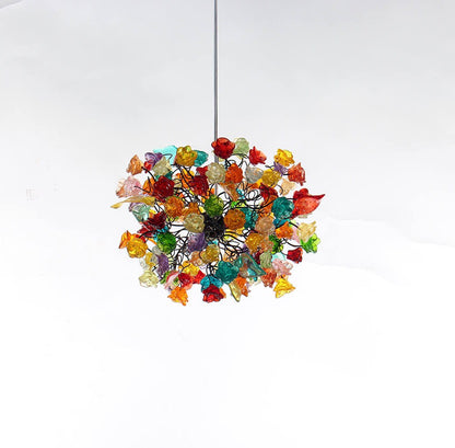 Hanging Pendant lighting with Colorful roses flowers for children room, or as a bedside light.