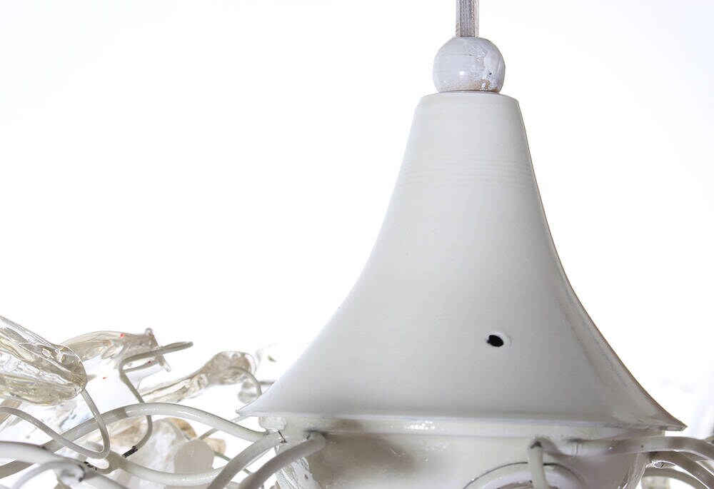 Elegant Floral Chandelier: White Resin Flowers & Leaves Lighting
