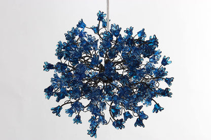 Blue Flower Pendant Light: Handmade Resin Floral Chandelier