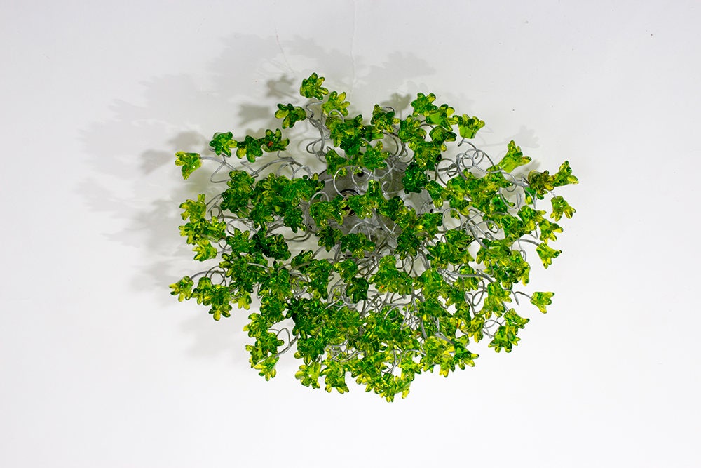 Flush mount lighting, ceiling mount light fixture with Green jumping flowers , elegant sconces for ceiling or wall