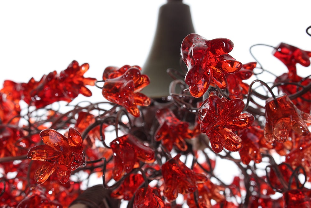 Romantic Red Chandeliers with flowers, hanging lamp for living room, bedroom.