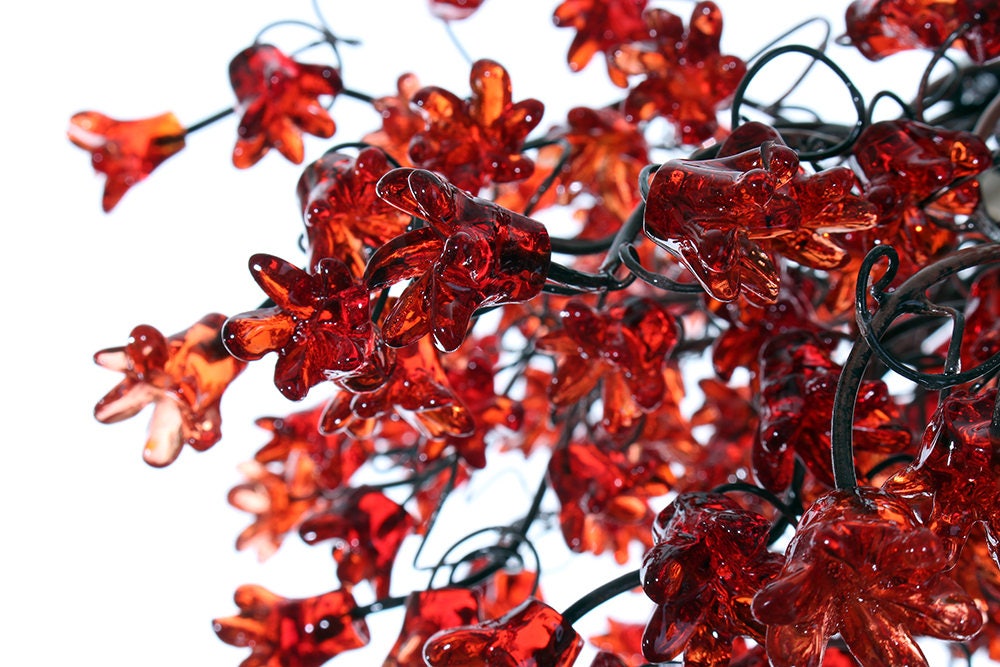 Romantic Red Chandeliers with flowers, hanging lamp for living room, bedroom.