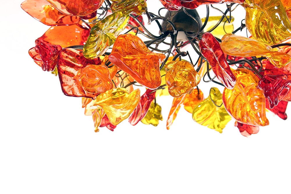 Floral Resin Pendant Lighting: Modern Warm Color Chandelier