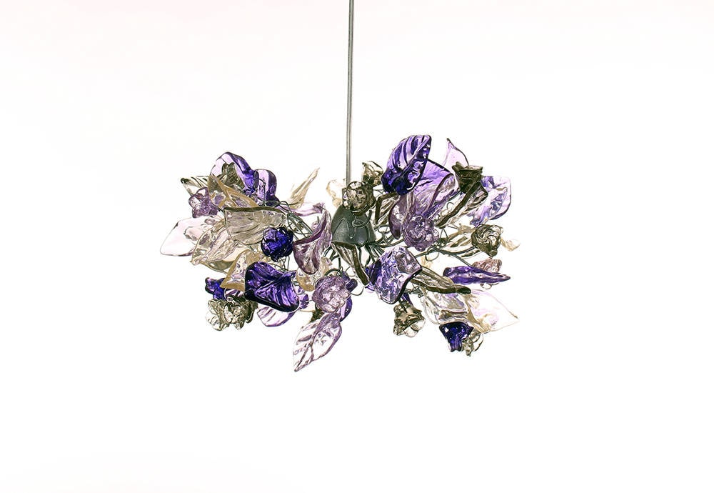 Purple Flower Pendant Light: Handmade Resin Floral Chandelier