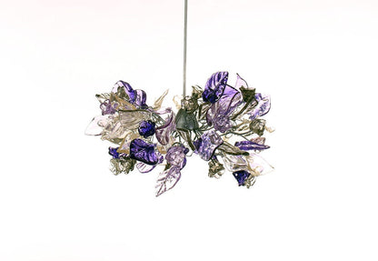 Purple Flower Pendant Light: Handmade Resin Floral Chandelier