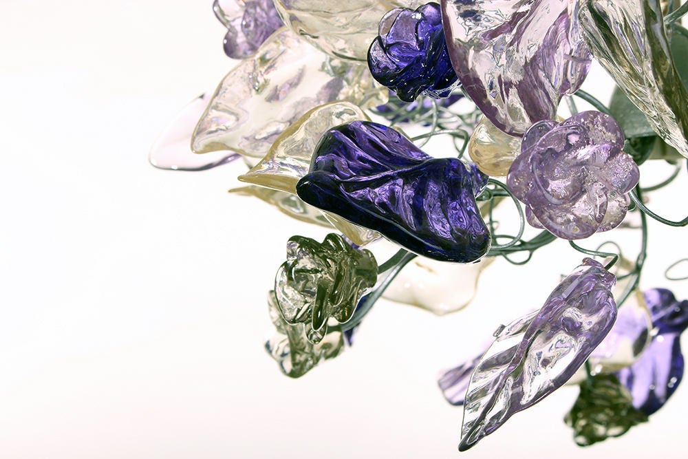 Purple Flower Pendant Light: Handmade Resin Floral Chandelier