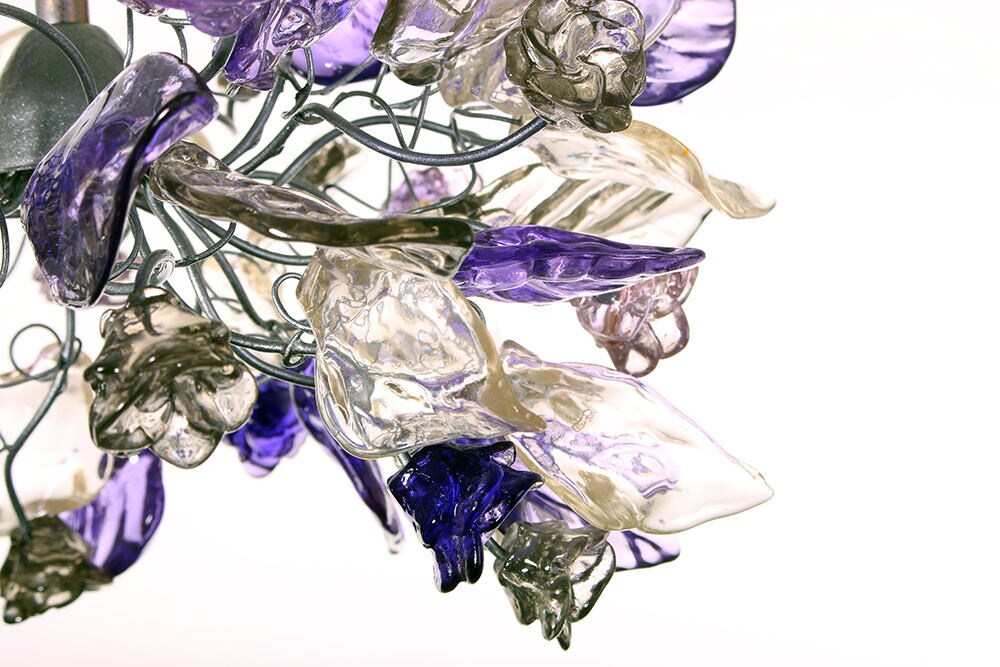 Purple Flower Pendant Light: Handmade Resin Floral Chandelier