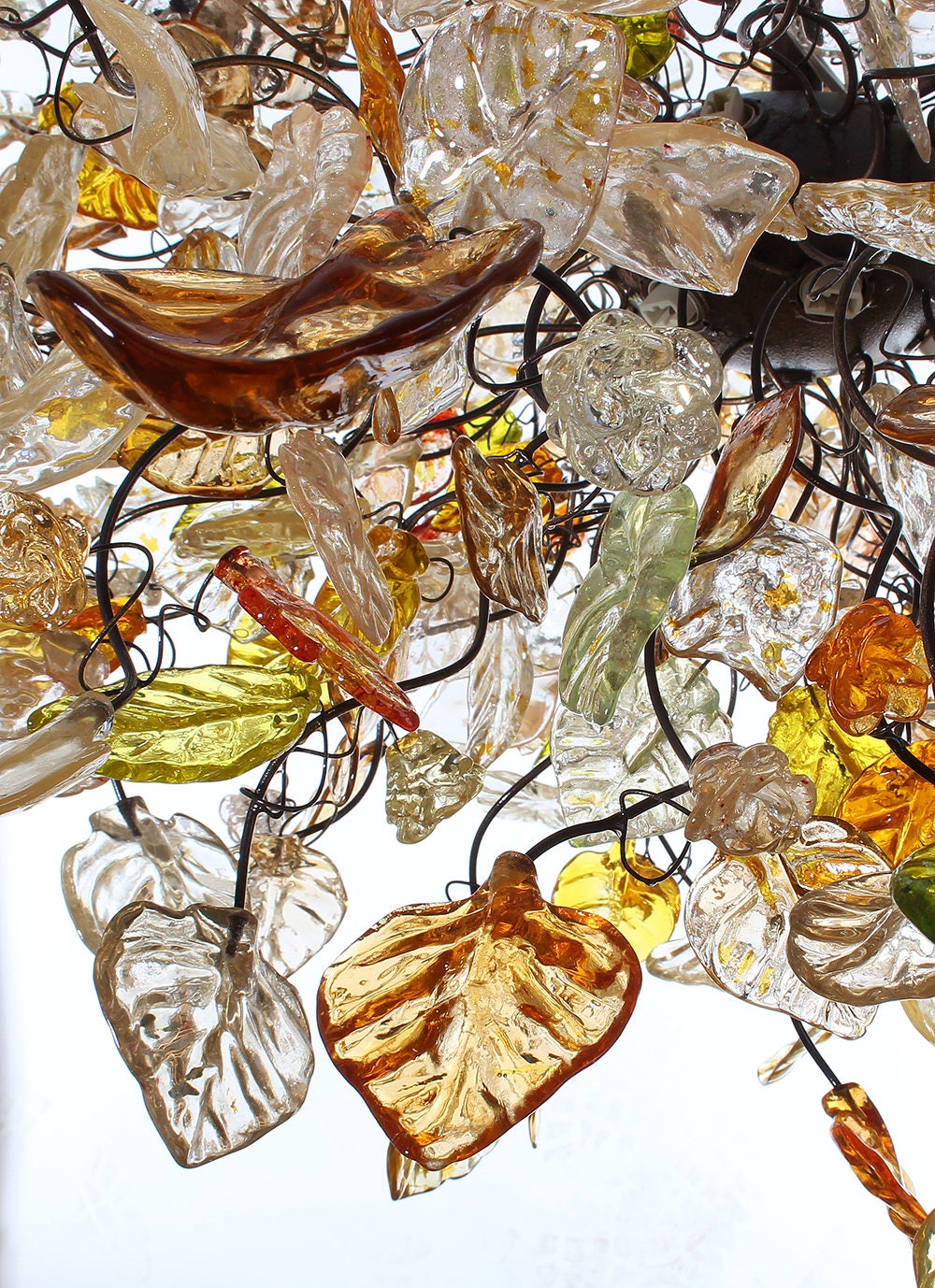 Large Hanging chandeliers with Champagne color flowers and leaves for Dining Room