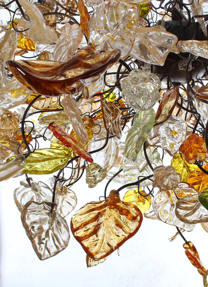 Large Hanging chandeliers with Champagne color flowers and leaves for Dining Room