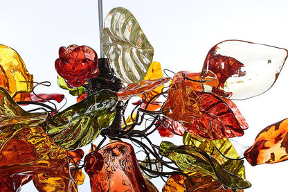 Ceiling pendant light with warm color flowers and leaves for living rooms, Kitchen island, bedroom.