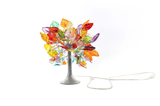 Table lamp Decor with multicolored flowers a leaves and metal wires