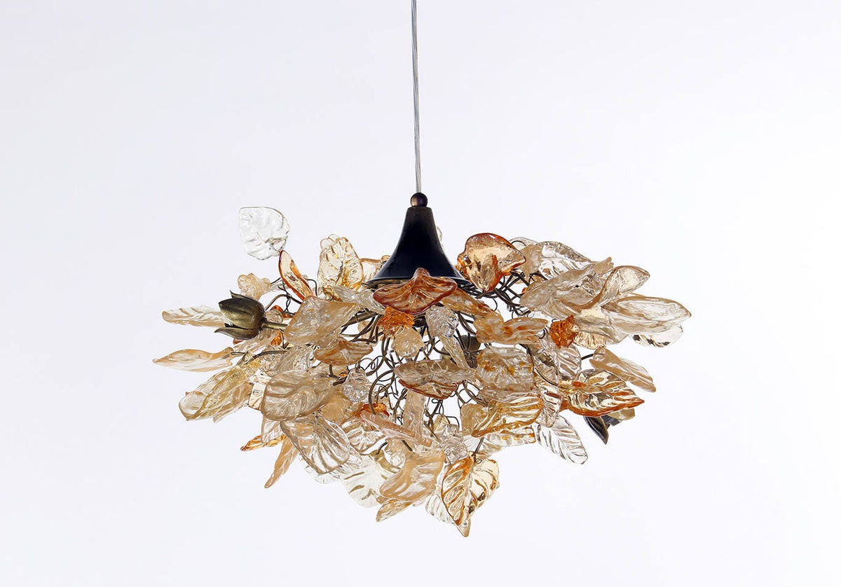 Lighting hanging chandeliers with Gold and clear color flowers and leaves, for Dining Room , hall or bedroom.