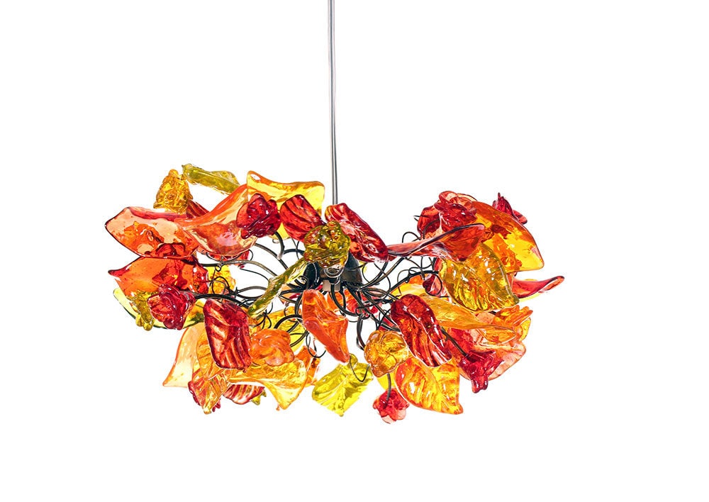 Floral Resin Pendant Lighting: Modern Warm Color Chandelier
